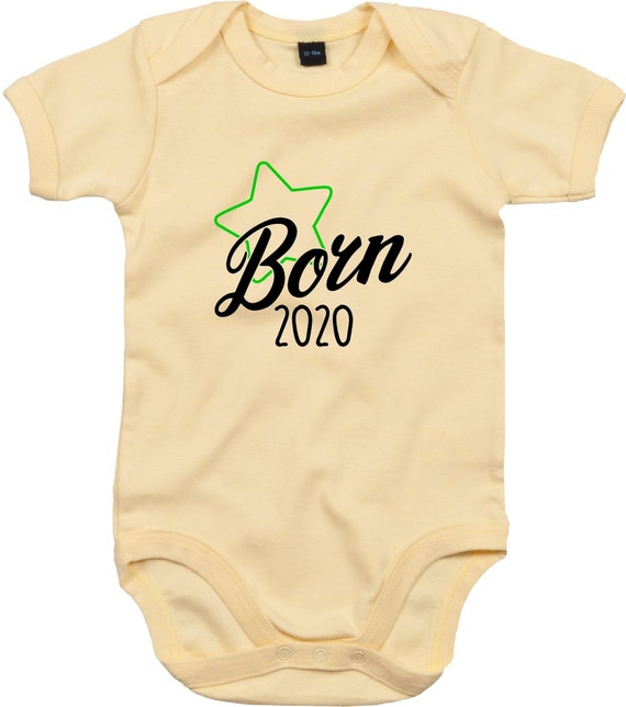 kleckerliese Baby Body "Born 2020" Babybody Strampler Jungen Mädchen Kurzarm