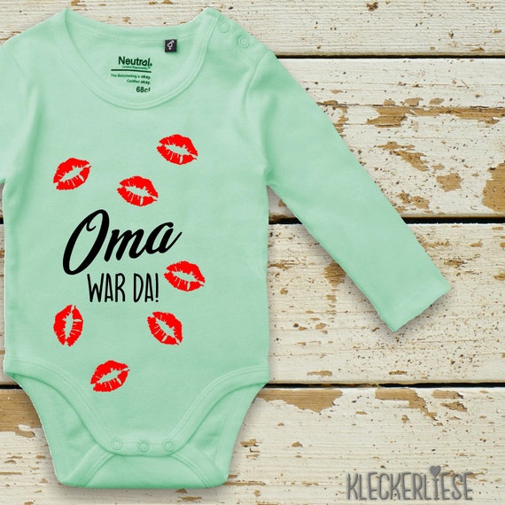 kleckerliese long sleeve baby bodysuit "Grandma was there kisses kisses" baby bodysuit boys girls longsleeve fair wear