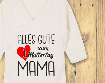 Body avvolgente a maniche lunghe "Happy 1st Mother's Day Mom" tutina body per neonati