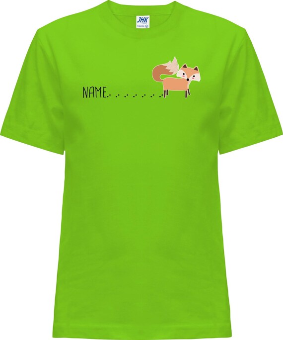 Kleckerliese Baby Kinder T-Shirt "Wunschname Fuchs mit Spur Name Fox" Kurzarm Sprüche Jungen Mädchen Shirt Nicki mit Aufdruck Motiv