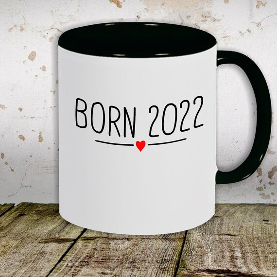 Kaffeetasse mit Wunschnamen Tasse Motiv "Born Herz Wunschzahl Wunsch Datum" Tasse Teetasse Milch Kakao