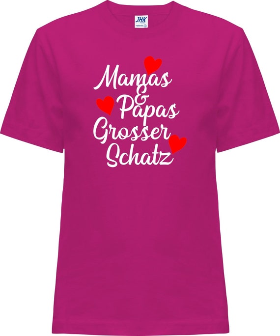 Kleckerliese Baby Kinder T-Shirt "Mamas & Papas Grosser Schatz" Kurzarm Sprüche Jungen Mädchen Shirt Nicki mit Aufdruck Motiv