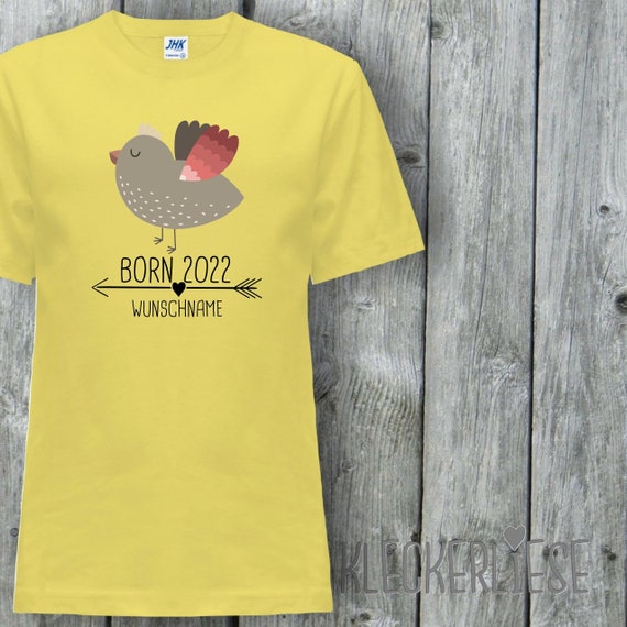 Kinder T-Shirt mit Wunschname "Born 2022 Tiermotiv Pfeil Wunschname Name Text Vogel" Shirt Jungen Mädchen Baby Kind