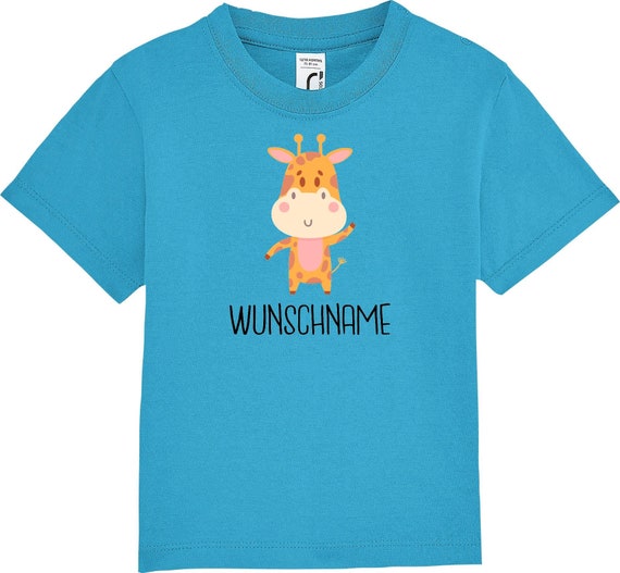 kleckerliese Kinder Baby Shirt Kleinkind "Tiermotiv mit Wunschnamen Giraffe" mit Wunschnamen Jungen Mädchen T-Shirt