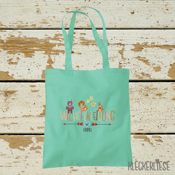 Cloth bag "change clothes" with desired name jute bag bag daycare school change things clothes messy things