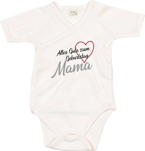 kleckerliese Wickel Baby Body "Alles Gute MAMA Herz" Babybody Strampler Wickelbody Organic Kimono Kurzarm