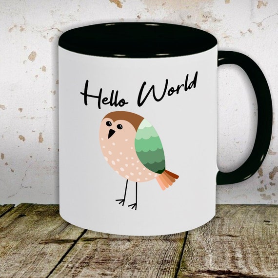 Kaffeetasse Tasse Motiv "Hello World Vogel" Tasse Teetasse Milch Kakao