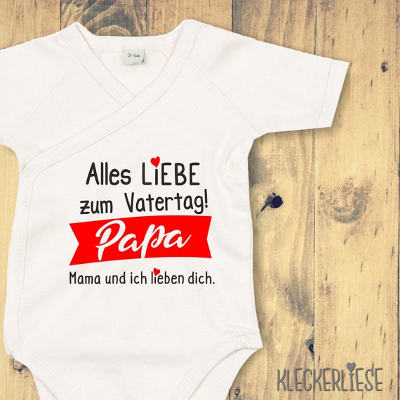 kleckerliese wrap bodysuit Father's Day "Happy 1st Father's Day Dad" baby bodysuit romper wrap bodysuit organic kimono short sleeve baby bodysuit