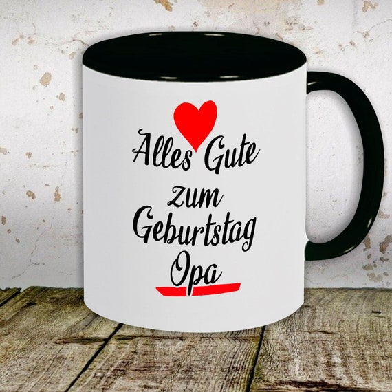 kleckerliese Kindertasse Teetasse Tasse Motiv "Alles Gute zum Geburtstag Opa" Milch Kakao Kaffeetasse