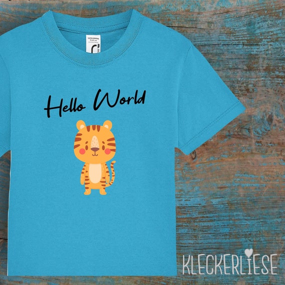 Kinder Baby Shirt Kleinkind "Hello World Tiger" T-Shirt Jungen Mädchen