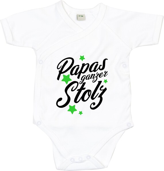 kleckerliese Wickel Baby Body "Papas ganzer Stolz" Babybody Strampler Wickelbody Organic Kimono Kurzarm