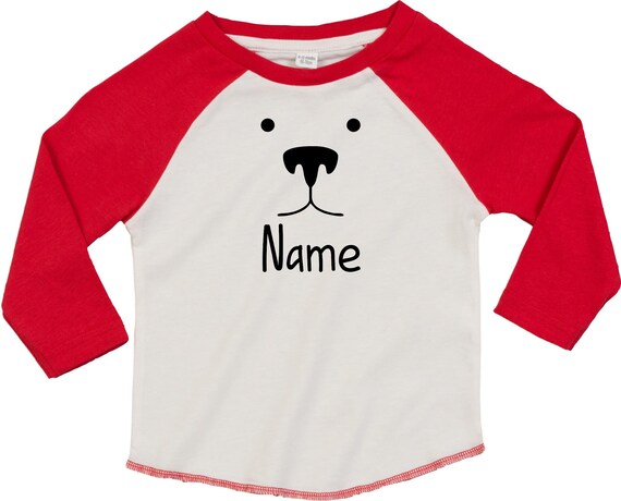 Kleckerliese Baby Kinder T-Shirt mit Wunschnamen Langarmshirt  "Tiere Bär Braunbär Wunschname" Raglan-Ärmel Jungen Mädchen