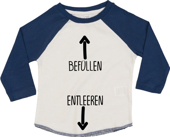 Kleckerliese Baby Kinder T-Shirt Langarmshirt  "Befüllen Entleeren" Raglan-Ärmel Jungen Mädchen