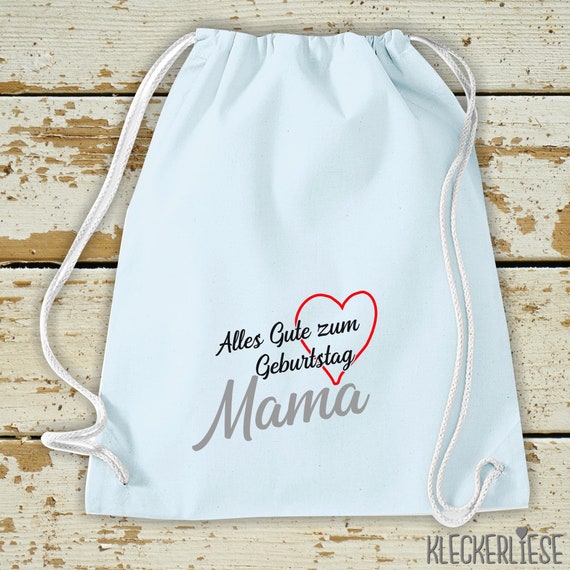 Kleckerliese Gymsack "Alles Gute MAMA Herz" Rucksack Bag Stoffbeutel Turnbeutel Tragetasche