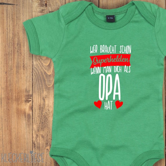 Baby body "Who needs superheroes when you're a grandpa" baby body romper