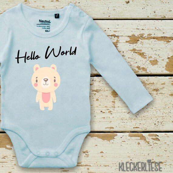 Langarm Body Babybody "Hello World Eisbär" Fair Wear Bio Organic