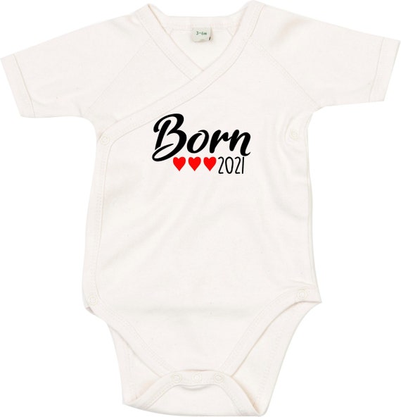 kleckerliese Wickel Baby Body "Born 2021" Babybody Strampler Wickelbody Organic Kimono Kurzarm