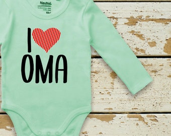 kleckerliese Langarm Babybody "I Love Oma" Baby Body Jungen Mädchen Longsleeve Fair Wear