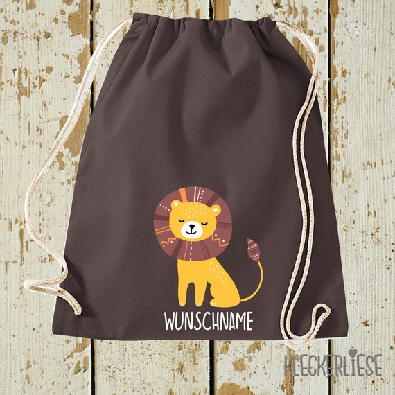 Kleckerliese gym bag "Lion with desired name" backpack bag fabric bag carry bag daycare school enrollment gym bag change of things