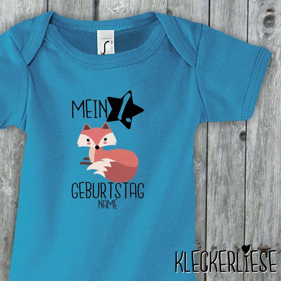 Baby Body mit Wunschname "Mein 1. Geburtstag Fuchs mit Wunschname" Babybody Strampler Jungen Mädchen