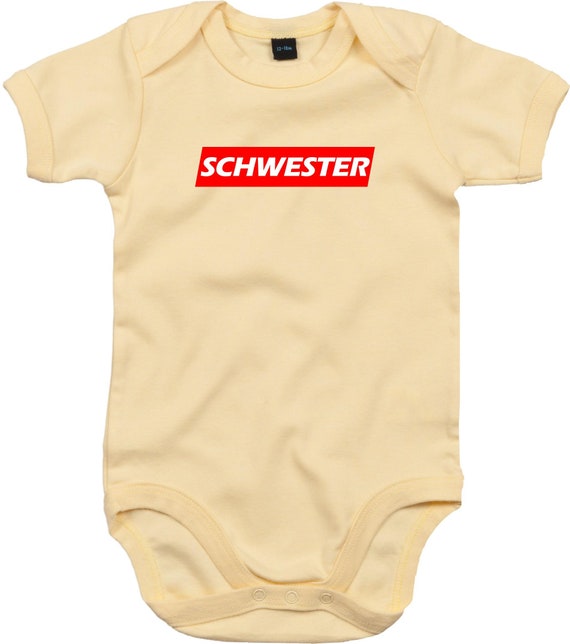 kleckerliese Baby Body "SCHWESTER" Babybody Strampler Jungen Mädchen Kurzarm