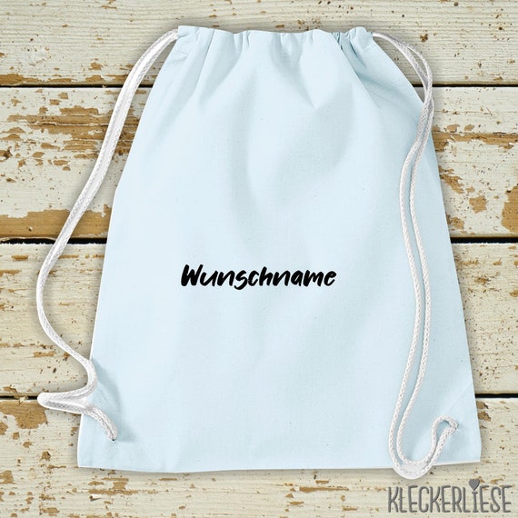 Kleckerliese Gymsack "Wunschname Name Wunschtext" Rucksack Bag Stoffbeutel Turnbeutel Tragetasche