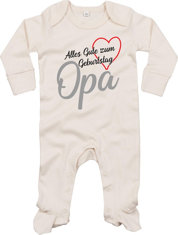 Kleckerliese Baby Schlafanzug "Alles Gute OPA Herz" Sleepsuit Langarm Jungen Mädchen Einteiler Strampler