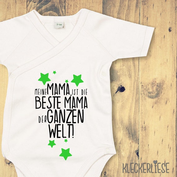 kleckerliese Wickel Baby Body "Meine Mama ist die Beste Mama der ganzen Welt!" Babybody Strampler Wickelbody Organic Kimono Kurzarm