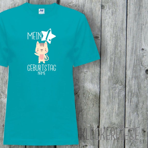 Kinder T-Shirt mit Wunschname "Mein 1. Geburtstag Katze mit Wunschname" Shirt Jungen Mädchen Baby Kind