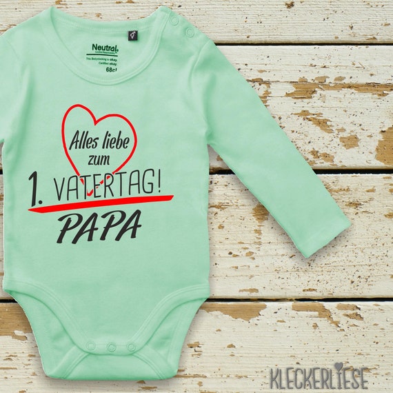 Kleckerliese Vatertag Langarm Body "Alles Liebe zum 1. Vatertag Papa" Fair Wear Bio Organic Babybody