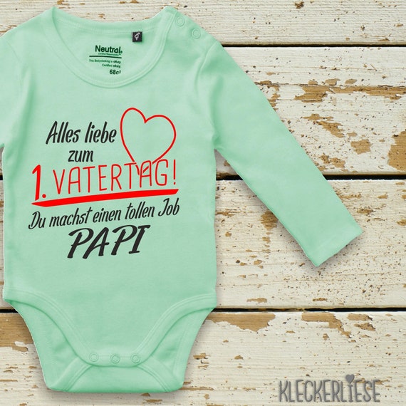 Kleckerliese Vatertag Langarm Body "Alles Liebe zum 1. Vatertag Papa" Fair Wear Bio Organic Babybody