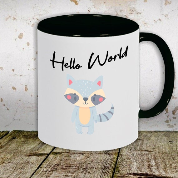 Kaffeetasse Tasse Motiv "Hello World Waschbär" Tasse Teetasse Milch Kakao