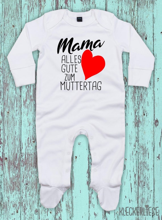 Kleckerliese Baby Schlafanzug "Mama alles Gute zum Muttertag" Sleepsuit Jungen Mädchen Muttertag