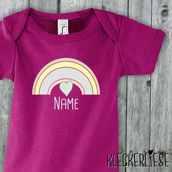 Baby Body mit Wunschname "Regenbogen mit Wunschname" Babybody Strampler Jungen Mädchen