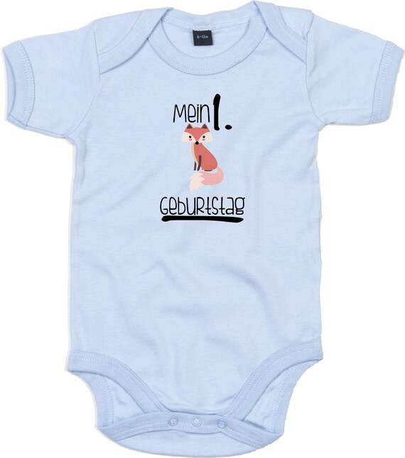 kleckerliese Baby Body "Mein 1. Geburtstag Fuchs" Babybody Strampler Jungen Mädchen Kurzarm