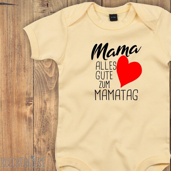 kleckerliese Baby Body "Mama alles Gute zum Mamatag" Babybody Strampler Jungen Mädchen Kurzarm
