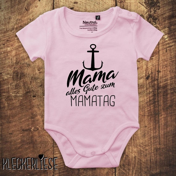 kleckerliese Babybody Body "Mama alles Gute zum Mamatag Anker" Fair Wear