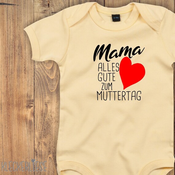 kleckerliese Baby Body "Mom Happy Mother's Day" Baby Body Romper Boys Girls Short Sleeve