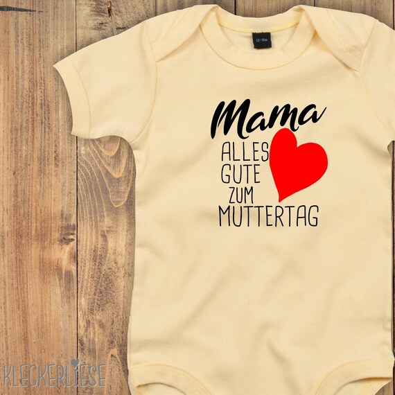 kleckerliese Baby Body "Mama alles Gute zum Muttertag" Babybody Strampler Jungen Mädchen Kurzarm