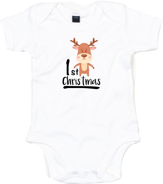 kleckerliese Baby Body "1st Christmas" Babybody Strampler Jungen Mädchen Kurzarm