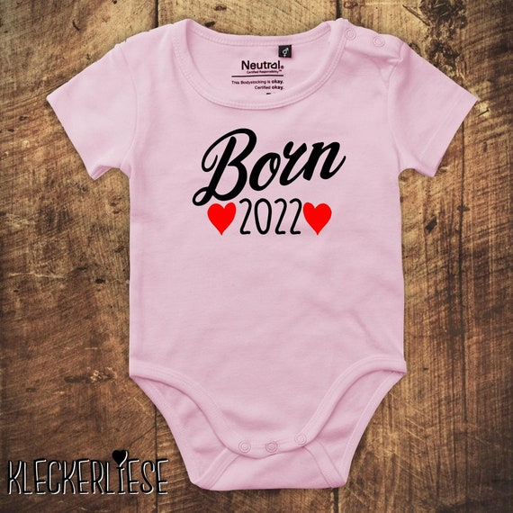 kleckerliese Babybody Body "Born 2022" Fair Wear Jungen Mädchen Motiv Aufdruck