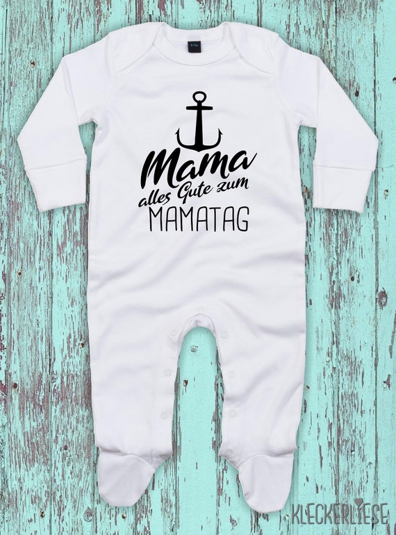 Kleckerliese Baby Schlafanzug "Mama alles Gute zum Mamatag Anker" Sleepsuit Jungen Mädchen Muttertag