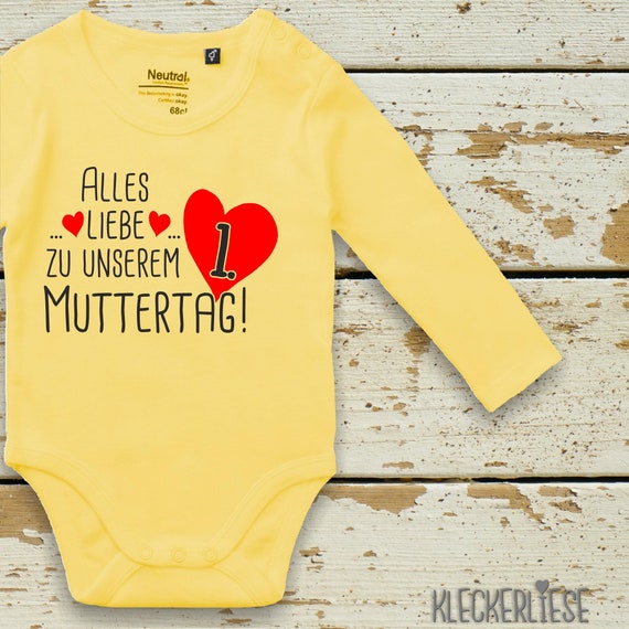 Kleckerliese Muttertag Langarm Body "Alles Liebe zu unserem 1. Muttertag Mama" Fair Wear Bio Organic Babybody