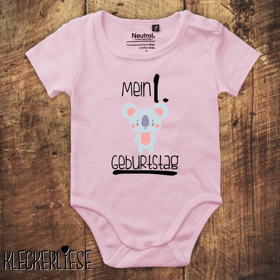 kleckerliese Babybody Body "Mein 1. Geburtstag Koala" Fair Wear, Bio, Organic Baby Jungen Mädchen