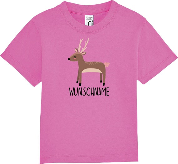 kleckerliese Kinder Baby Shirt Kleinkind "Reh" mit Wunschnamen Jungen Mädchen T-Shirt