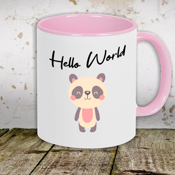 Kaffeetasse Tasse Motiv "Hello World Pandabär" Tasse Teetasse Milch Kakao