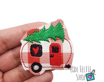 Christmas Camper, Camper Felties, Buffalo Plaid, Christmas Felties, Holiday Felties, Feltie Appliques- Exclusive Design