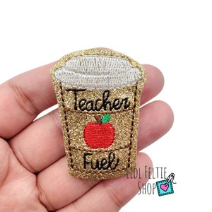 Teacher Fuel, Teacher Felties, Latte Felties, Glitter Canvas Felties, Set of 4 Uncut Felties- Exclusive Design