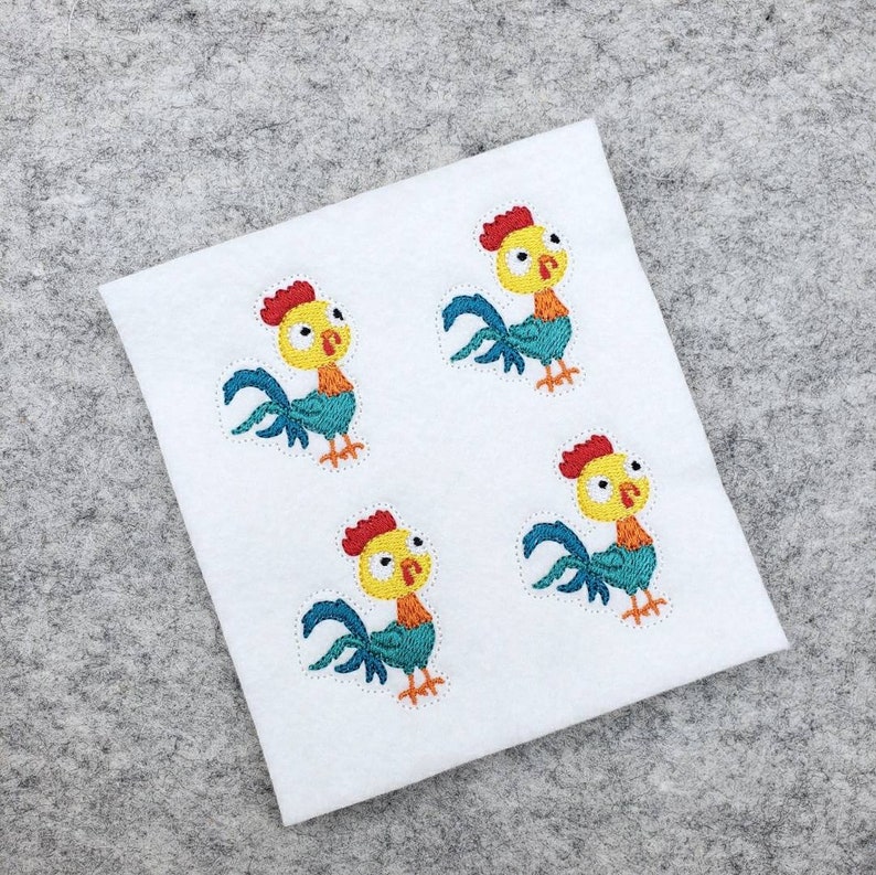 Set of 4 Uncut Felties Hei Polynesian Movie Chicken Crazy Rooster