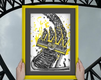 The Smiler Inspired Artwork - A5 Rollercoaster Watercolour print inspired by the ride at Alton Towers
